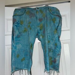 Colorful Tie-Dye Denim Shorts